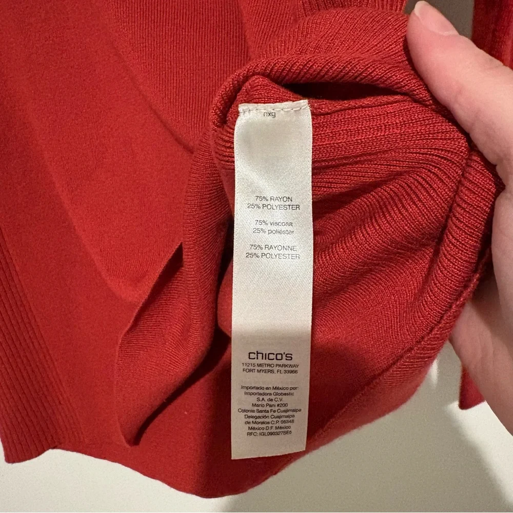 Chico’s ribbed trim turtleneck sweater‎ orange red size 2